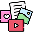 Social media content icon with platform logos